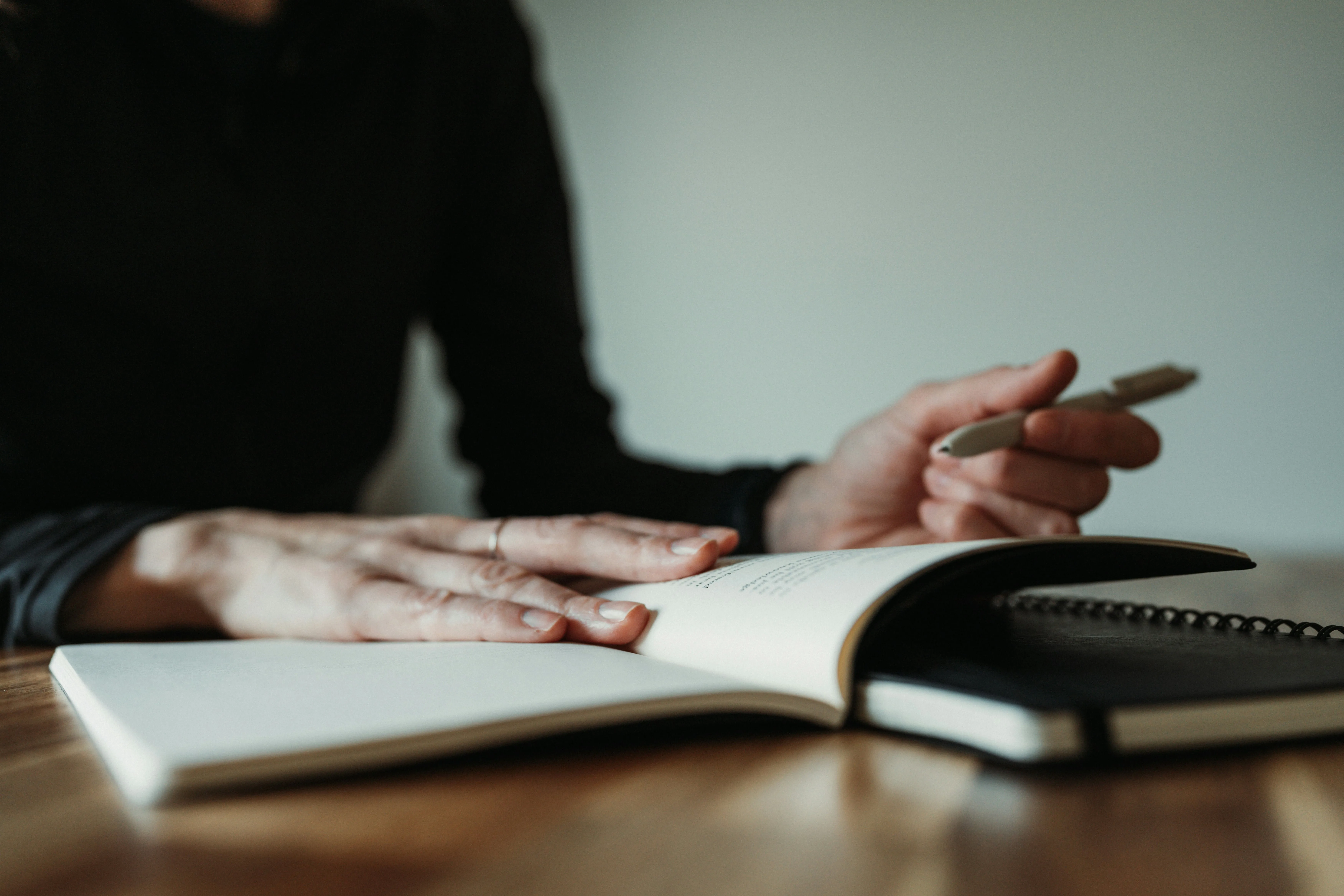 An author working on her journal