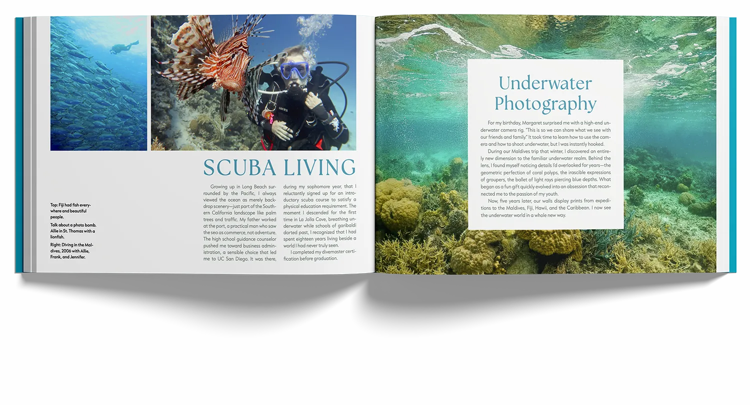 coffee table memoir with underwater photos